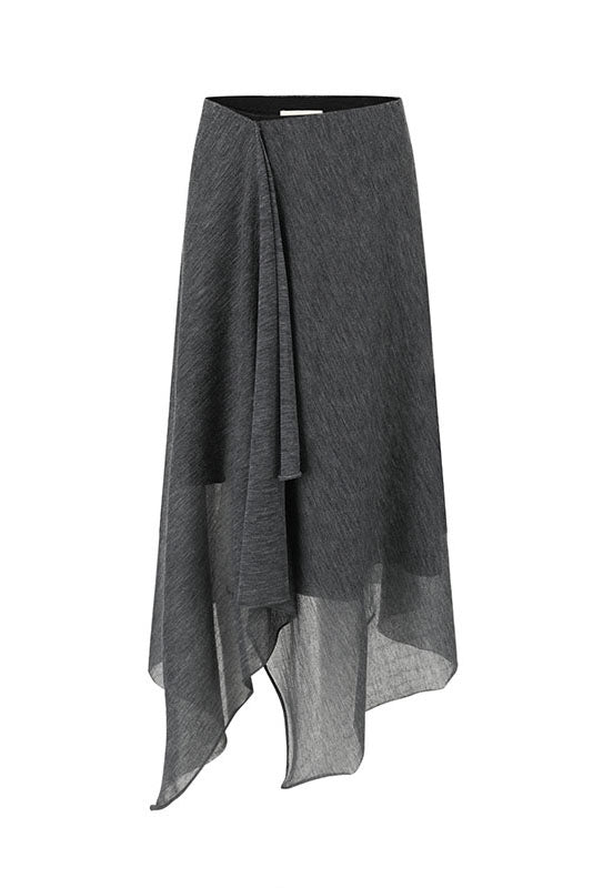SWAYING 25 Early Autumn Irregular Hem Wool Skirt SW-SW25PF3B08C2-SH Dark Gray